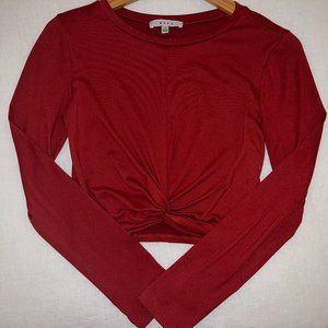 Z Supply Soft Front Tie Burgundy Crop Shirt